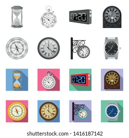 Isolated object of clock and time sign. Set of clock and circle vector icon for stock.
