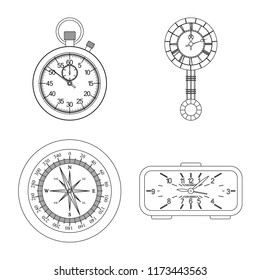 Isolated object of clock and time symbol. Set of clock and circle vector icon for stock.