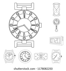 Isolated object of clock and time symbol. Collection of clock and circle vector icon for stock.