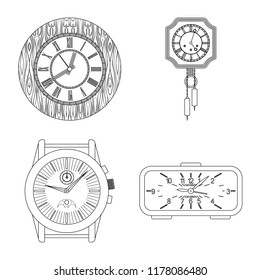 Isolated object of clock and time symbol. Collection of clock and circle vector icon for stock.
