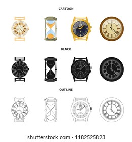 Isolated object of clock and time symbol. Set of clock and circle vector icon for stock.