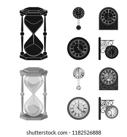 Isolated object of clock and time symbol. Collection of clock and circle stock symbol for web.