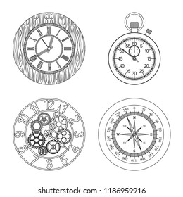 Isolated object of clock and time symbol. Set of clock and circle stock symbol for web.