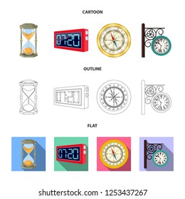 Isolated object of clock and time symbol. Collection of clock and circle stock vector illustration.
