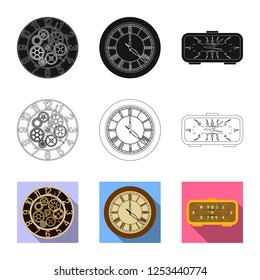Isolated object of clock and time symbol. Collection of clock and circle stock vector illustration.