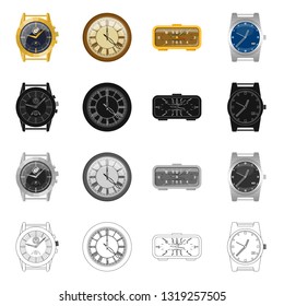 Isolated object of clock and time symbol. Collection of clock and circle stock symbol for web.