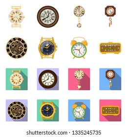 Isolated object of clock and time symbol. Set of clock and circle vector icon for stock.