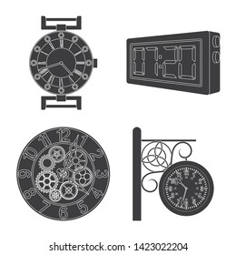 Isolated object of clock and time symbol. Set of clock and circle stock symbol for web.