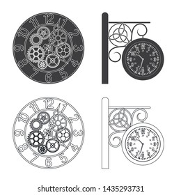 Isolated object of clock and time symbol. Collection of clock and circle stock vector illustration.