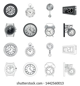 Isolated object of clock and time symbol. Set of clock and circle vector icon for stock.