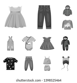 Isolated object of cloth and apparel sign. Collection of cloth and garment stock symbol for web.