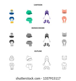 Isolated object of clothes  and texture icon. Set of clothes  and weather  vector icon for stock.