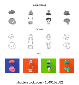 Isolated object of clothes  and texture icon. Collection of clothes  and weather  stock vector illustration.