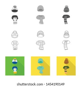 Isolated object of clothes and texture icon. Collection of clothes and weather vector icon for stock.