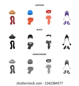 Isolated object of clothes  and texture logo. Collection of clothes  and weather  stock vector illustration.