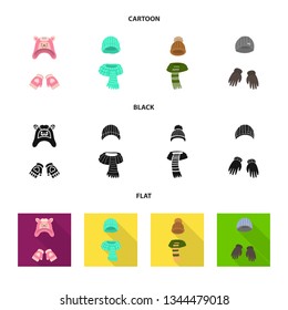 Isolated object of clothes  and texture logo. Collection of clothes  and weather  stock vector illustration.