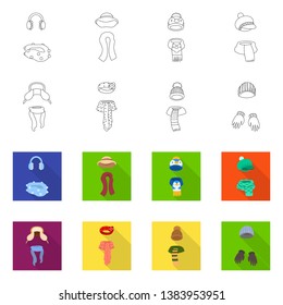 Isolated object of clothes  and texture logo. Collection of clothes  and weather  stock symbol for web.