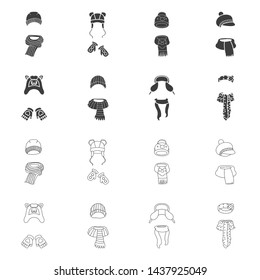 Isolated object of clothes and texture logo. Collection of clothes and weather stock vector illustration.