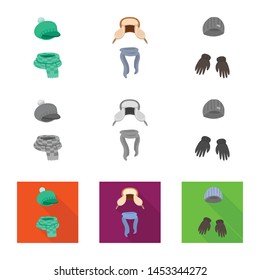 Isolated object of clothes and texture logo. Collection of clothes and weather vector icon for stock.