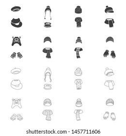 Isolated object of clothes and texture logo. Collection of clothes and weather stock symbol for web.