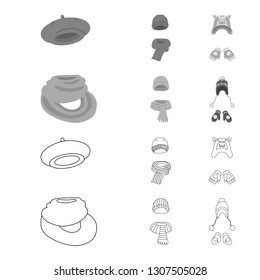 Isolated object of clothes  and texture sign. Collection of clothes  and weather  stock symbol for web.