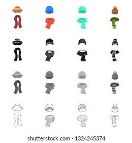Isolated object of clothes  and texture sign. Set of clothes  and weather  vector icon for stock.