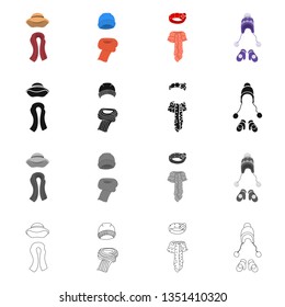 Isolated object of clothes  and texture sign. Set of clothes  and weather  stock vector illustration.