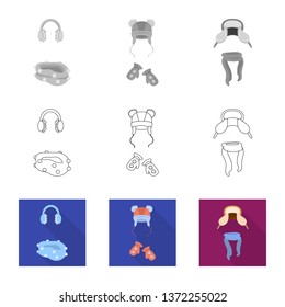 Isolated object of clothes  and texture sign. Collection of clothes  and weather  stock symbol for web.