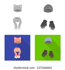 Isolated object of clothes  and texture sign. Collection of clothes  and weather  stock vector illustration.