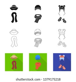 Isolated object of clothes  and texture sign. Set of clothes  and weather  stock vector illustration.