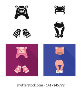 Isolated object of clothes  and texture sign. Set of clothes  and weather  stock symbol for web.