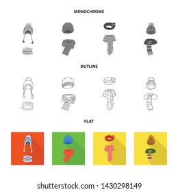 Isolated object of clothes and texture sign. Set of clothes and weather stock vector illustration.