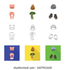 Isolated object of clothes and texture sign. Set of clothes and weather vector icon for stock.