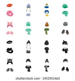 Isolated object of clothes and texture sign. Collection of clothes and weather stock vector illustration.