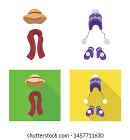 Isolated object of clothes and texture sign. Collection of clothes and weather vector icon for stock.