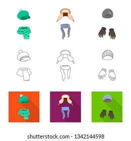 Isolated object of clothes  and texture symbol. Collection of clothes  and weather  stock vector illustration.