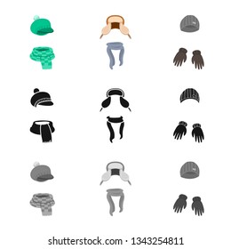 Isolated object of clothes  and texture symbol. Collection of clothes  and weather  stock vector illustration.
