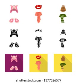 Isolated object of clothes  and texture symbol. Collection of clothes  and weather  stock vector illustration.