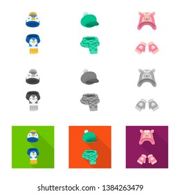 Isolated object of clothes  and texture symbol. Collection of clothes  and weather  stock vector illustration.