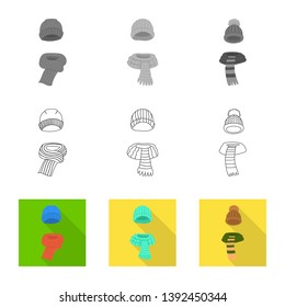Isolated object of clothes  and texture symbol. Set of clothes  and weather  stock symbol for web.