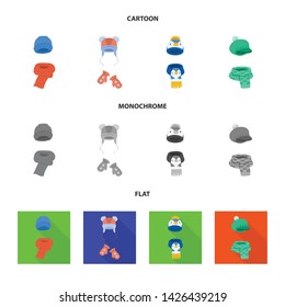 Isolated object of clothes and texture symbol. Collection of clothes and weather stock vector illustration.