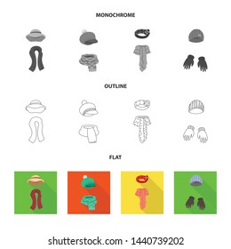 Isolated object of clothes and texture symbol. Collection of clothes and weather stock vector illustration.