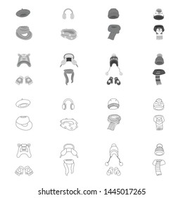 Isolated object of clothes and texture symbol. Collection of clothes and weather stock symbol for web.