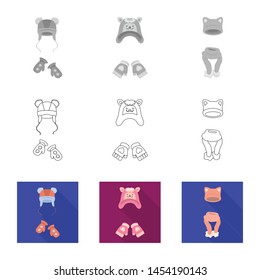 Isolated object of clothes and texture symbol. Set of clothes and weather stock vector illustration.