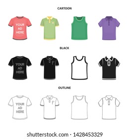 Isolated object of clothes and wear icon. Collection of clothes and short stock vector illustration.