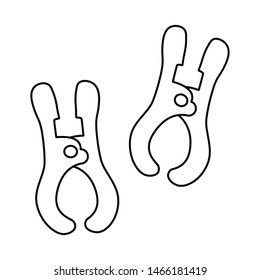Isolated object of clothespin and clip icon. Collection of clothespin and clamp stock vector illustration.