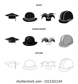 Isolated object of clothing and cap icon. Collection of clothing and beret vector icon for stock.
