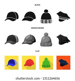 Isolated object of clothing and cap icon. Collection of clothing and beret stock symbol for web.