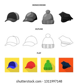 Isolated object of clothing and cap icon. Set of clothing and beret stock vector illustration.