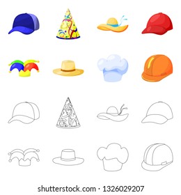 Isolated object of clothing and cap icon. Set of clothing and beret stock vector illustration.